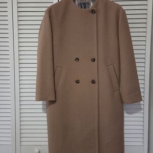 Ann Taylor Double-Breasted Camel Pea Coat
